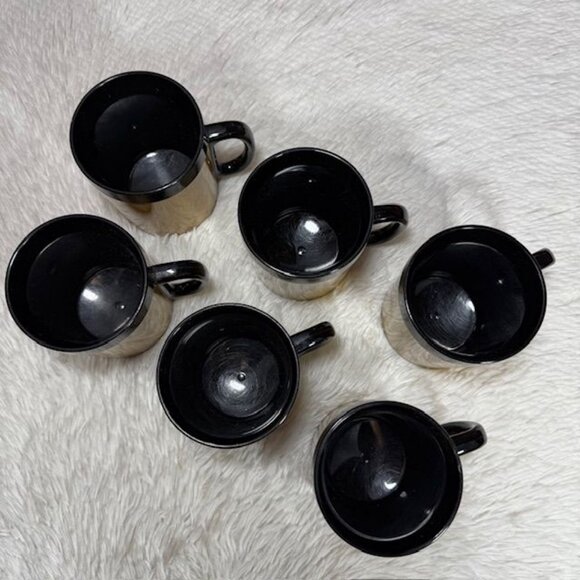 Vintage Set of 6 West Bend Thermo-Serv Gold Black Insulated Mugs Made in USA - Picture 5 of 8